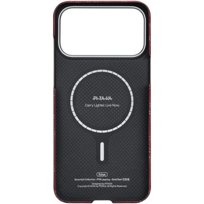 Чохол для iPhone 17 Pro - Pitaka Aramid Edge Ultra-Slim Monogram Leaping MagSafe, Gold Red