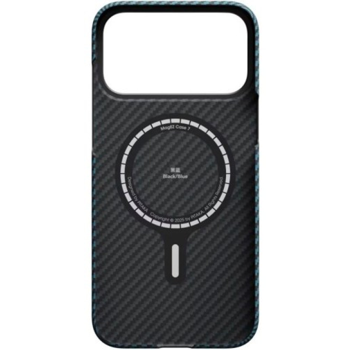Чохол для iPhone 17 Pro - Pitaka Aramid Edge Ultra-Slim Twill 1500D MagSafe, Black / Blue