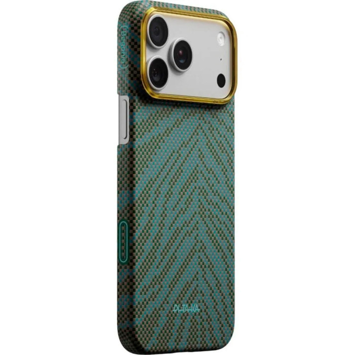 Чохол для iPhone 17 Pro Max - Pitaka Aramid Edge Ultra-Slim Breath of Veins MagSafe, Dive Green