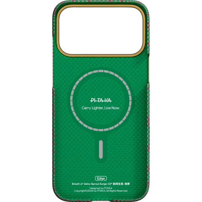 Чохол для iPhone 17 Pro Max - Pitaka Aramid Edge Ultra-Slim Breath of Veins MagSafe, Sprout Surge