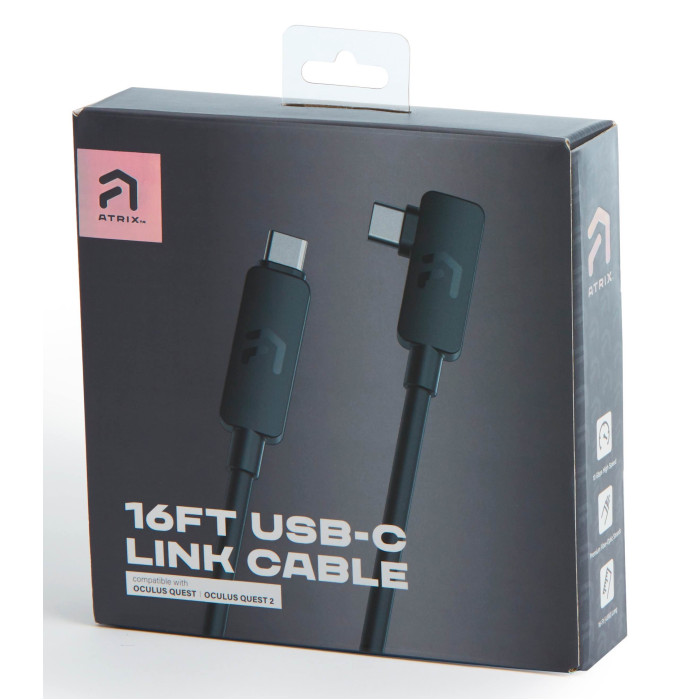 Кабель USB-C to USB-C (для Quest 2) - ATRIX, Oculus Link 5m, Black
