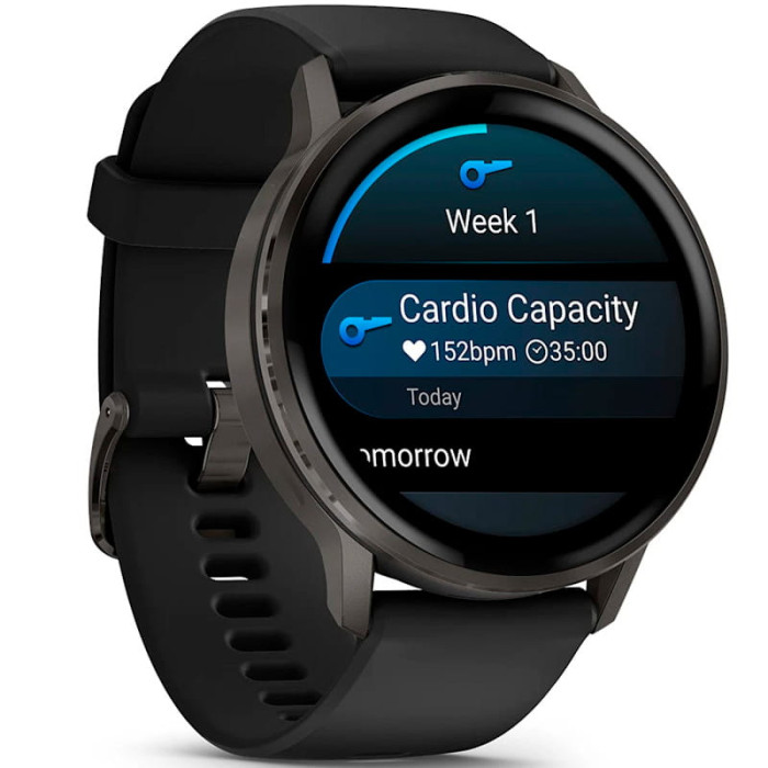 Смарт-годинник Garmin Venu 4 45mm Slate with Black Silicone Band