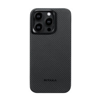 Чохол для iPhone 15 Pro - Pitaka 4 Twill 600D MagSafe, Black / Grey