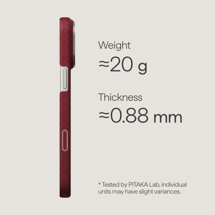Чохол для iPhone 17 Pro Max - Pitaka Aramid Edge Ultra-Slim MagSafe, Harvard Crimson