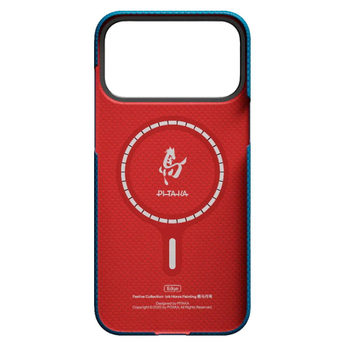 Чохол для iPhone 17 Pro Max - Pitaka Aramid Edge Ultra-Slim Ink Horse Painting MagSafe, Azure Green