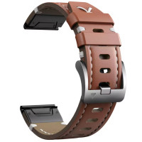 Ремінець для годинника Garmin - QuickFit 26mm, ANBEST Genuine Leather Stitched Strap, Brown
