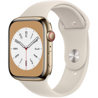 Apple Watch S8 45mm Gold Stainless Steel, Starlight Sport Band (GPS+LTE)