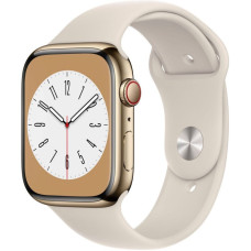 Apple Watch S8 45mm Gold Stainless Steel, Starlight Sport Band (GPS+LTE)