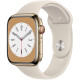 Apple Watch S8 45mm Gold Stainless Steel, Starlight Sport Band (GPS+LTE)