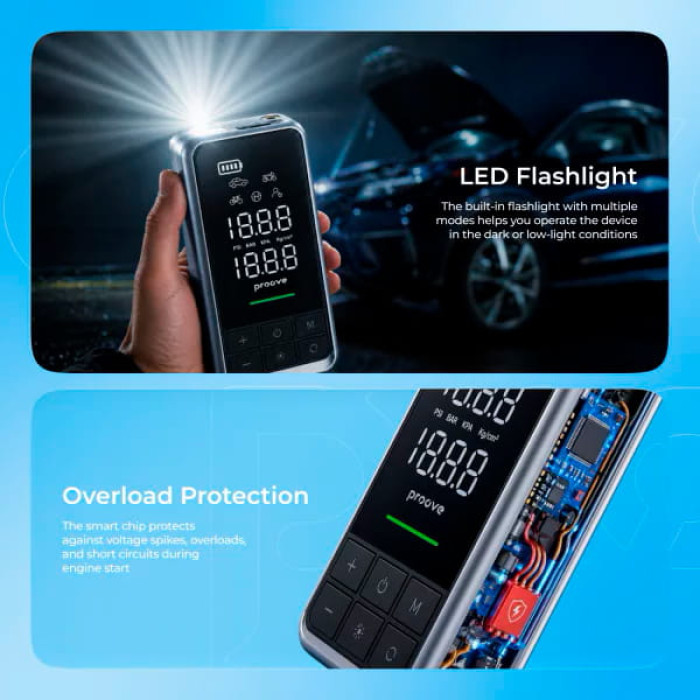 Автомобільний пусковий пристрій + насос Proove Air Jump 10400mAh 1000A Gray