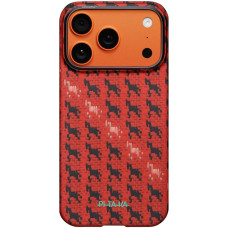 Чохол для iPhone 17 Pro Max - Pitaka Aramid Edge Ultra-Slim Happiness Rides In MagSafe, Maroon