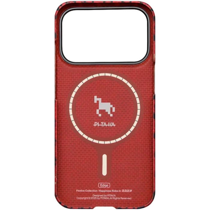 Чохол для iPhone 17 Pro Max - Pitaka Aramid Edge Ultra-Slim Happiness Rides In MagSafe, Maroon