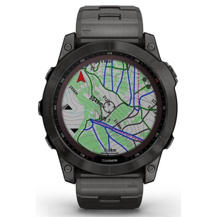Смарт-годинник Garmin Fenix 7X Sapphire Solar Carbon Gray DLC Titanium, Titanium + Silicone Bands