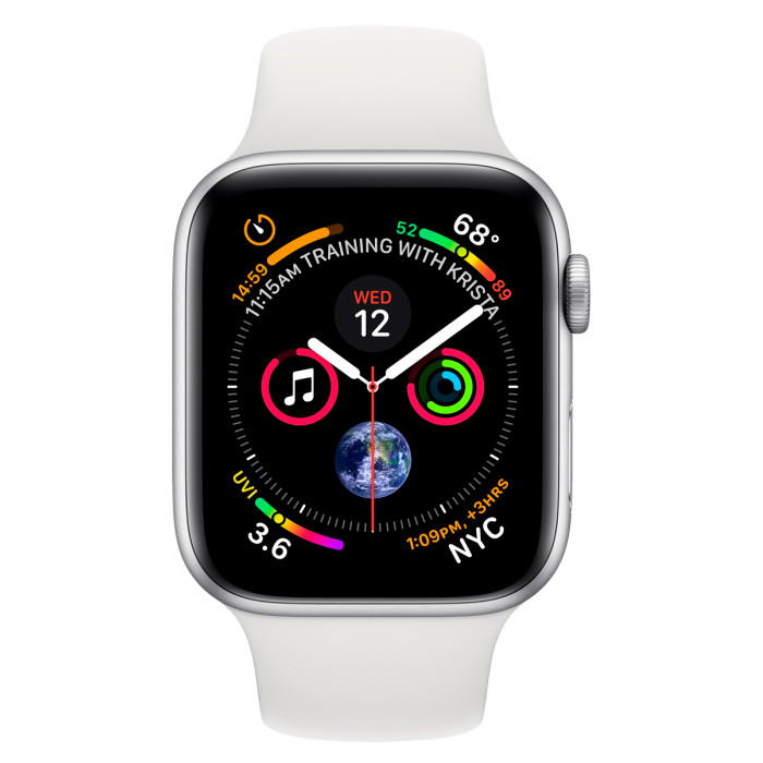 Apple Watch S4 44mm Silver, White Sport Band Вживаний (б/в)