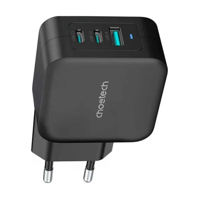 Зарядний пристрій - Choetech 100W GaN PPS Charger Dual USB-C+ Single USB-A, Black