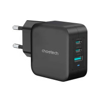 Зарядний пристрій - Choetech 100W GaN PPS Charger Dual USB-C+ Single USB-A, Black
