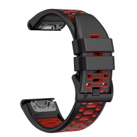 Ремінець для годинника Garmin - QuickFit 26mm, Silicone Sport Breathable, Black Red
