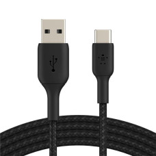 Кабель USB to USB-C - Belkin, Braided 15W 2m, Black