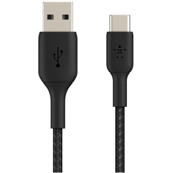 Кабель USB to USB-C - Belkin, Braided 15W 2m, Black