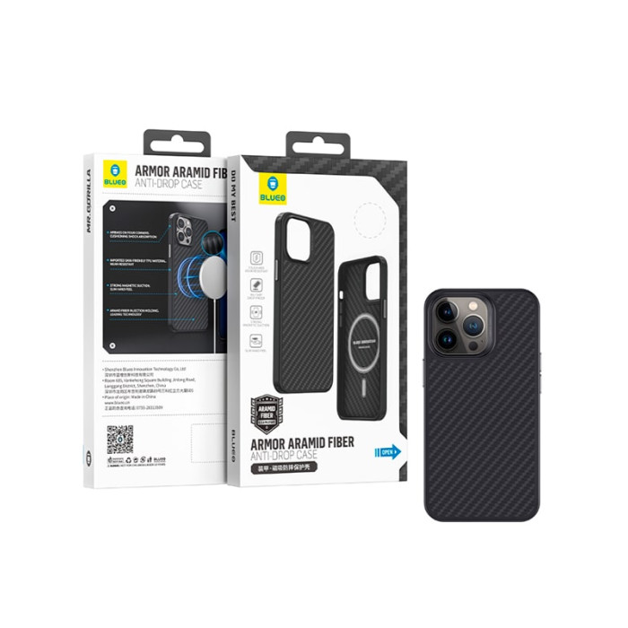 Чохол для iPhone 13 Pro - Blueo Aramid Fiber Anti-Drrop MagSafe, Black