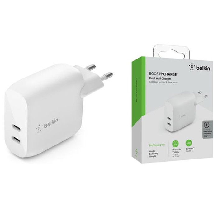Зарядний пристрій - Belkin USB-C BoostCharge, 40W, White