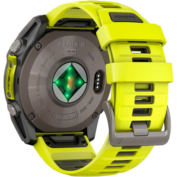 Смарт-годинник Garmin Fenix 8 51mm Solar Sapphire Titanium w. Amp Yellow/Graphite Silicone Band