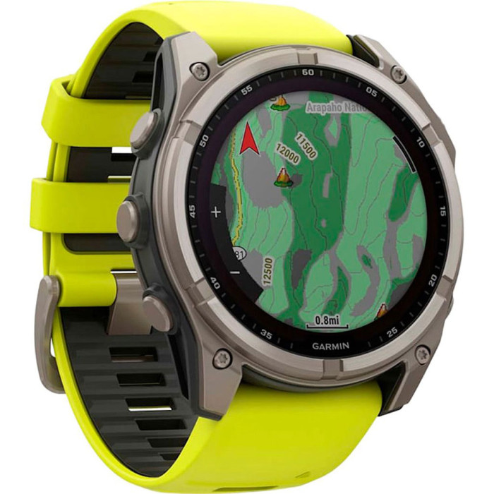 Смарт-годинник Garmin Fenix 8 51mm Solar Sapphire Titanium w. Amp Yellow/Graphite Silicone Band