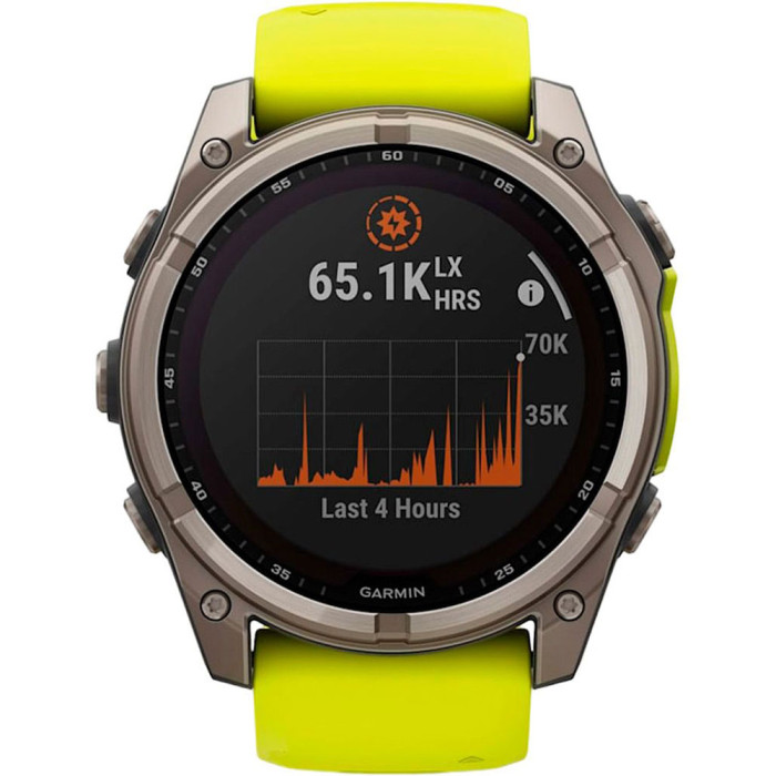 Смарт-годинник Garmin Fenix 8 51mm Solar Sapphire Titanium w. Amp Yellow/Graphite Silicone Band