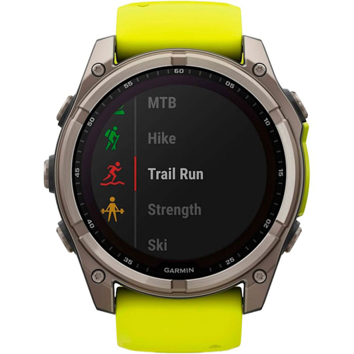 Смарт-годинник Garmin Fenix 8 51mm Solar Sapphire Titanium w. Amp Yellow/Graphite Silicone Band