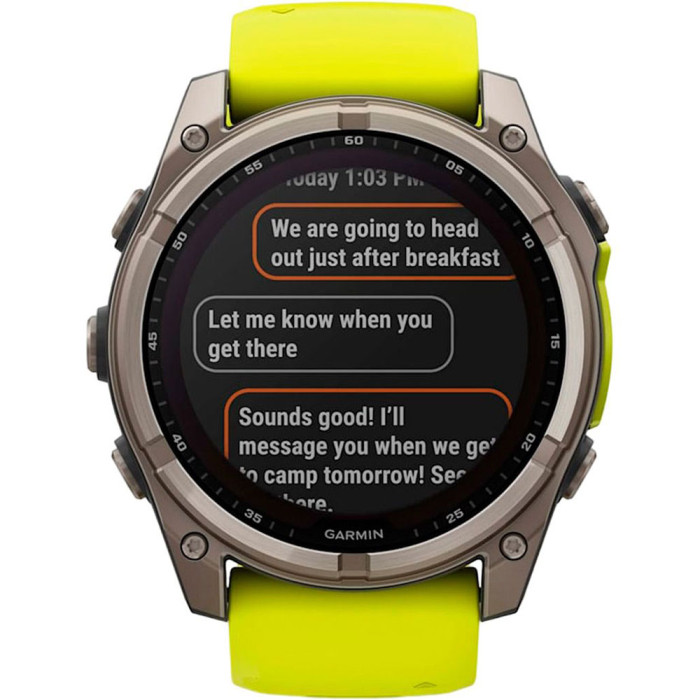 Смарт-годинник Garmin Fenix 8 51mm Solar Sapphire Titanium w. Amp Yellow/Graphite Silicone Band