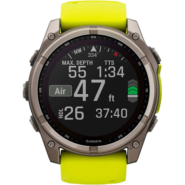 Смарт-годинник Garmin Fenix 8 51mm Solar Sapphire Titanium w. Amp Yellow/Graphite Silicone Band
