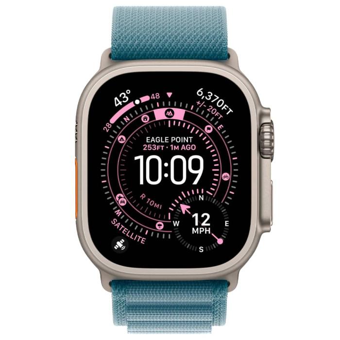 Apple Watch Ultra 3 Natural Titanium, Light Blue Alpine Loop, (Medium), LTE