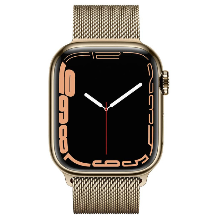 Apple Watch S7 41mm Gold Stainless, Gold Steel Milanese Loop LTE Вживаний (б/в)
