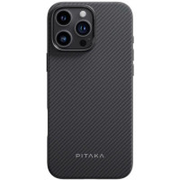 Чохол для iPhone 16 Pro Max - Pitaka Military-Grade Protective Twill 600D MagSafe, Black / Grey