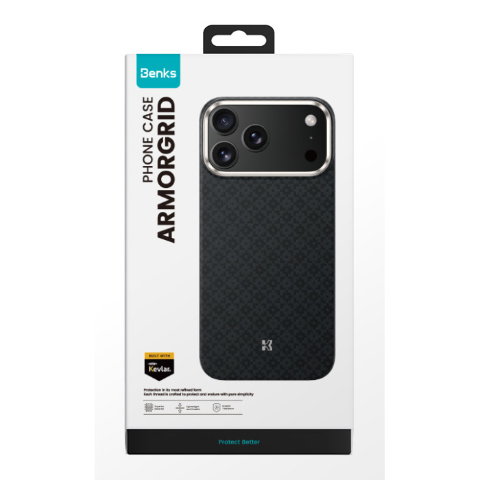 Чохол для iPhone 17 Pro / 18 Pro - Benks Armor Air Grid Kevlar MagSafe, Black