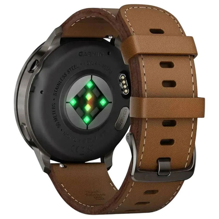 Смарт-годинник Garmin Venu 4 45mm Slate with Black Silicone Band with Brown Leather Band