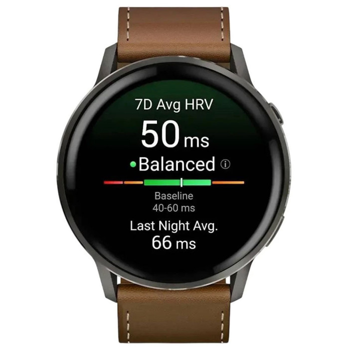 Смарт-годинник Garmin Venu 4 45mm Slate with Black Silicone Band with Brown Leather Band