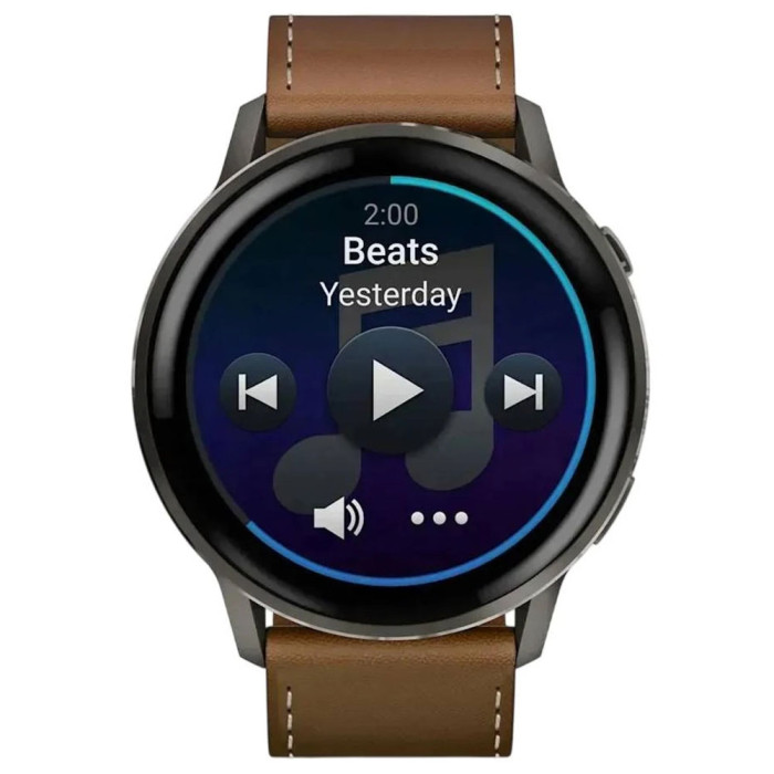 Смарт-годинник Garmin Venu 4 45mm Slate with Black Silicone Band with Brown Leather Band