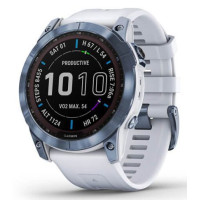 Смарт-годинник Garmin Fenix 7X Sapphire Solar Mineral Blue DLC Titanium with Whitestone Band