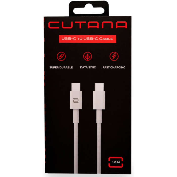 Кабель USB-C to USB-C - Cutana, 1.2m, White