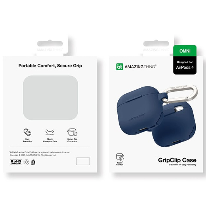 Чохол для Apple AirPods 4 / 5 - AmazingThing Omni GripClip Case, Titan Blue