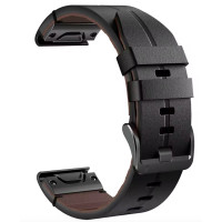 Ремінець для годинника Garmin - QuickFit 26mm, ANBEST Genuine Leather Strap, Black