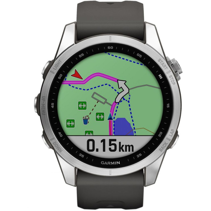 Смарт-годинник Garmin Fenix 7S Silver with Graphite Band