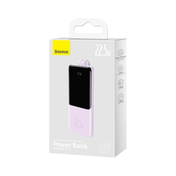 Додатковий аккумулятор Baseus 10000mAh Elf Digital Display 22.5W Purple