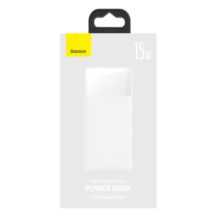Додатковий аккумулятор Baseus 20000mAh Bipow 15W White