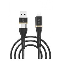 Кабель USB/USB-C to Lightning - Wiwu, Elite Cable Black
