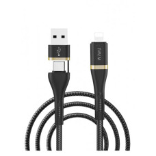 Кабель USB/USB-C to Lightning - Wiwu, Elite Cable Black