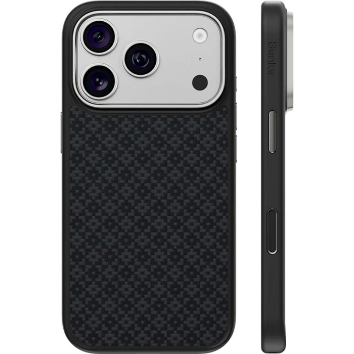 Чохол для iPhone 17 Pro / 18 Pro - Benks Armor Pro Kevlar Armor Grid MagSafe, Black