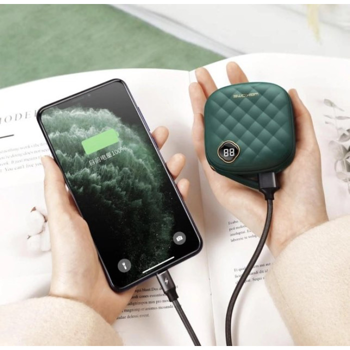 Додатковий аккумулятор Wekome 10000mAh Herze Power Bank and Hand Warmer Green