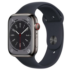 Apple Watch S8 45mm Graphite Stainless Steel, Midnight Sport Band, LTE Вживаний (б/в)